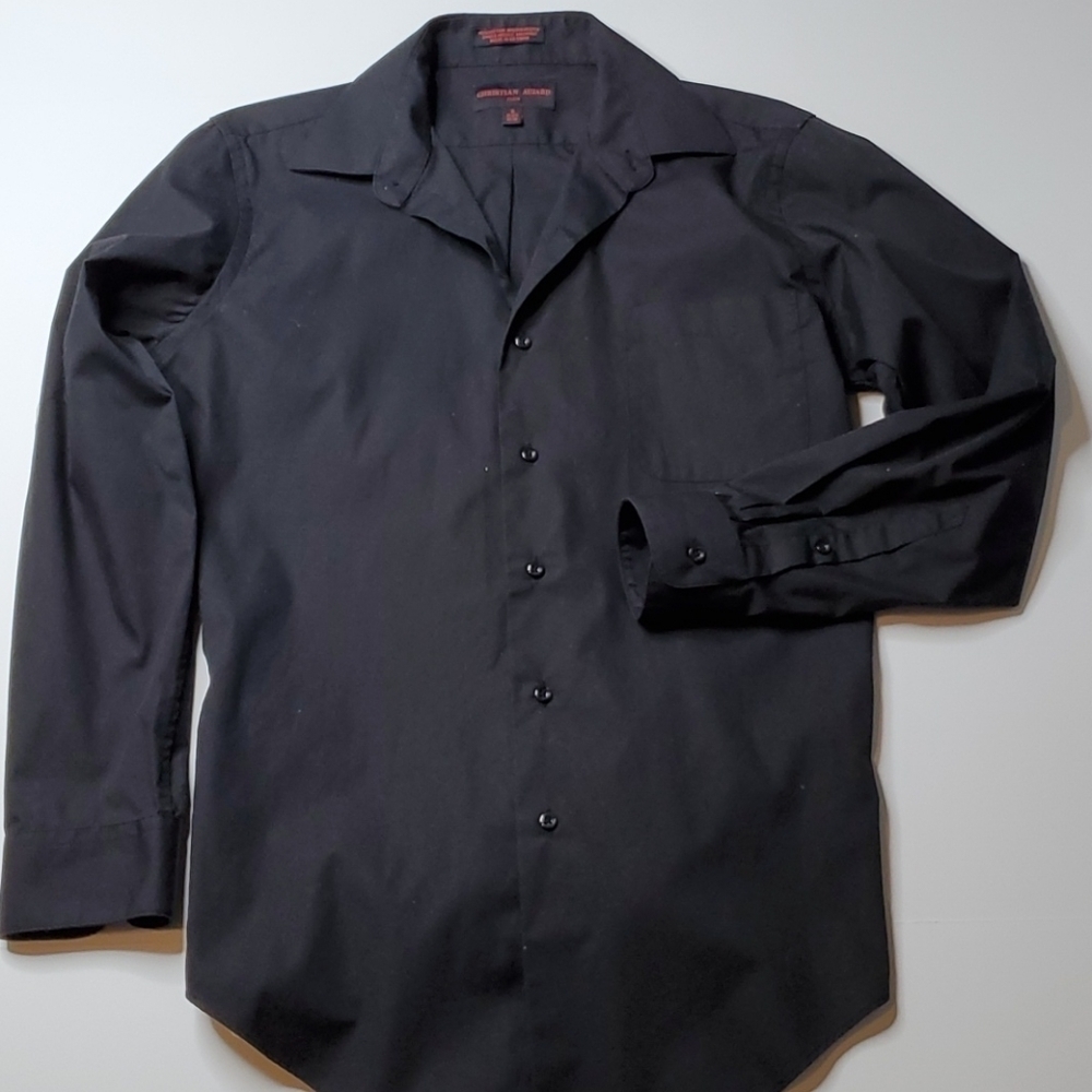Christian Aujard Mens Black Dress Shirt Small